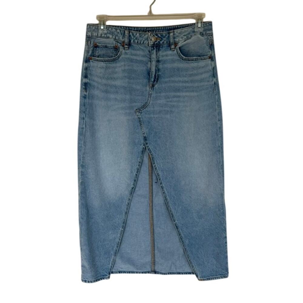 American Eagle Low Rise Maxi Denim Skirt with Slit - Size 8
